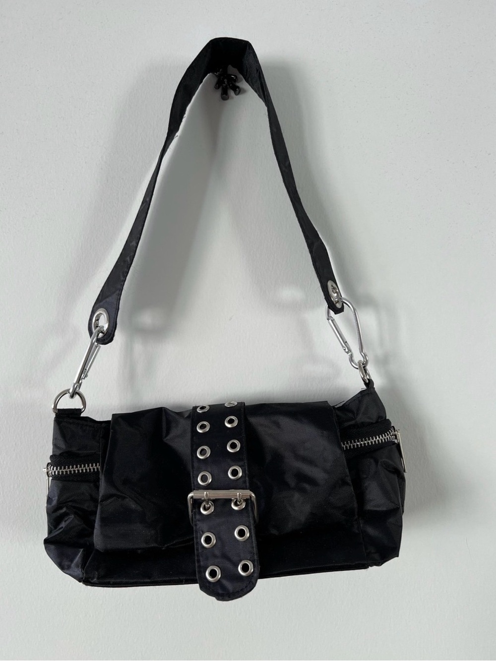 NWOT Y2K Black Eyelet-Detail Shoulder Bag - Women